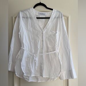 Daphne (by Paige DeSorbo) V-Neck Three-Quarter Sleeve Button-Up Top